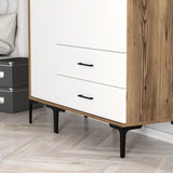 Kledingkasten - Kledingkast Kumual ST Walnoot Wit Melamine 120x47,5x201,4 cm - Dimehouse