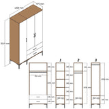 Kledingkasten - Kledingkast Kumual ST Walnoot Wit Melamine 120x47,5x201,4 cm - Dimehouse
