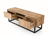 TV Meubels - TV Meubel Belinda Zwart Dennenhout Melamine 180x50x40 cm - Dimehouse