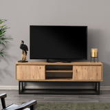 TV Meubels - TV Meubel Belinda Zwart Dennenhout Melamine 140x50x40 cm - Dimehouse