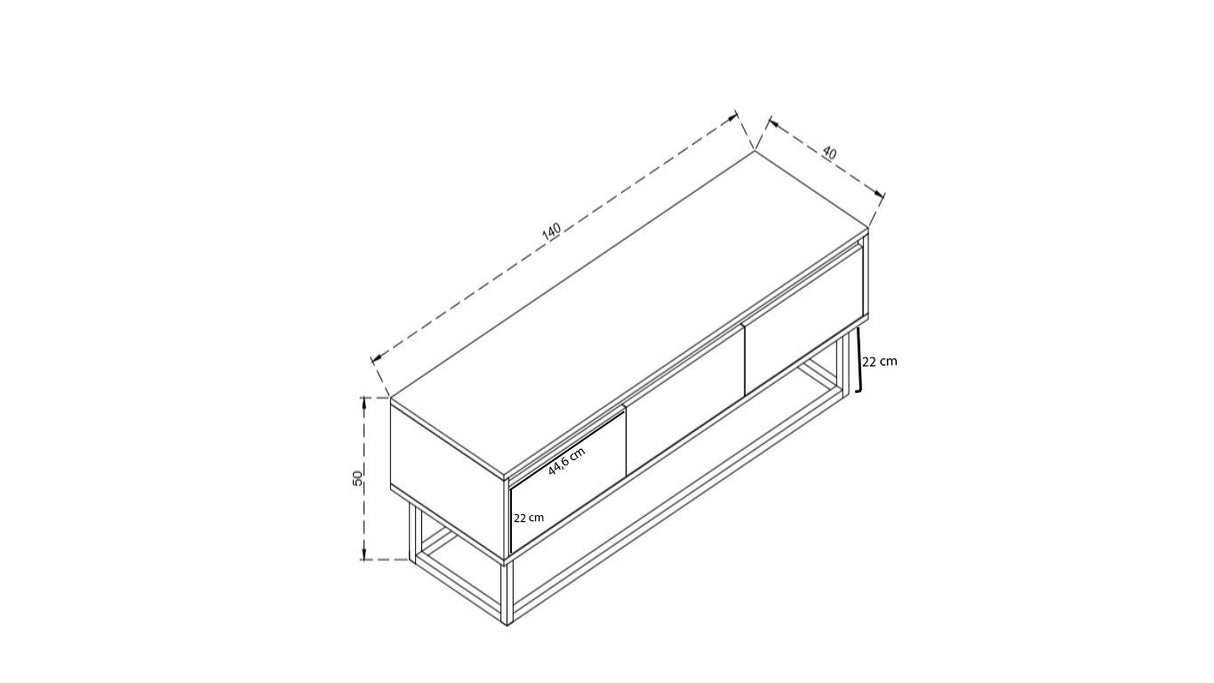 TV Meubels - TV Meubel Tilsim Zwart Dennenhout Melamine 140x50x40 cm - Dimehouse