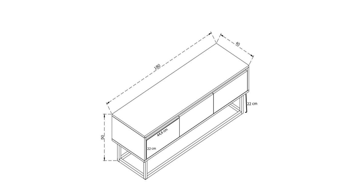 TV Meubels - TV Meubel Tilsim Zwart Dennenhout Melamine 180x50x40 cm - Dimehouse
