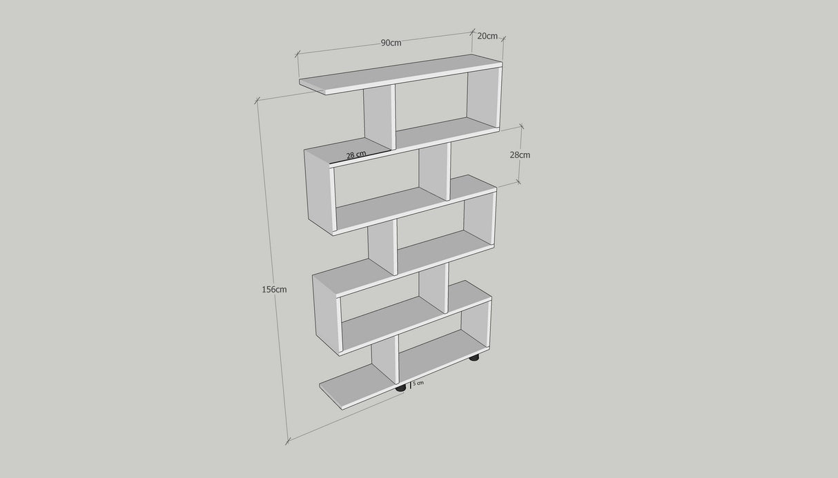 Boekenkast Elif Wit Melamine 90x156x20 cm