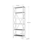 Bookcase Suadiye Atlantic Pine Black Melamine 50x180x30 cm