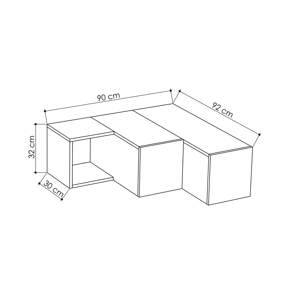 TV Meubels - TV Meubel Compact Wit Eik Melamine 90x32x92 cm - Dimehouse