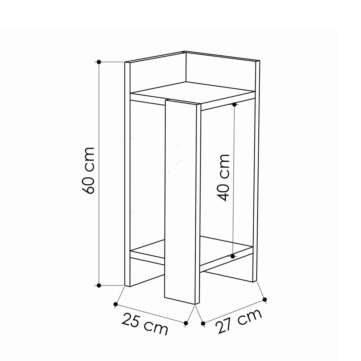 Bedside table on the left Elos white melamine 25x60x27 cm