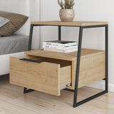 Bedside table pal oak black melamine 45x50x41 cm