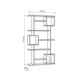 Asymmetric bookcase anthracite melamine Soto 92x173x28 cm