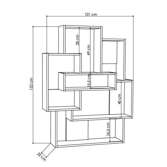 Boekenkast Barce Wit Eik Melamine 101x132x22 cm