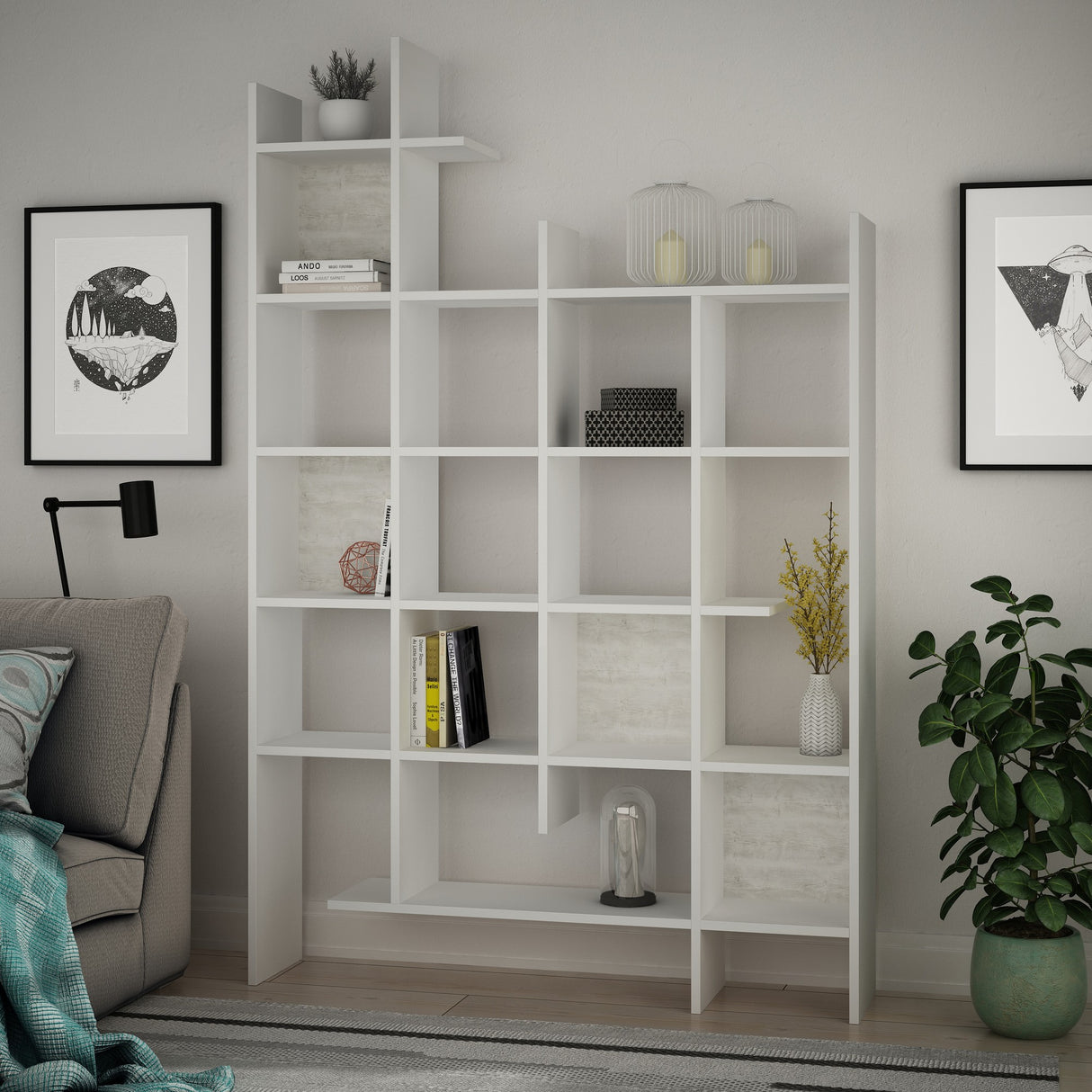 Bookcase white melamine Manco 122x188x25.5 cm
