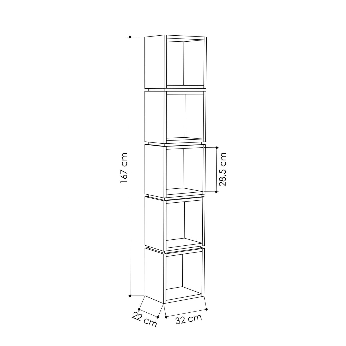 Boekenkast Multi Eik Wit Melamine 32x167x22 cm