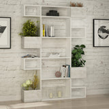 Modern bookcase with asymmetrical compartments white melamine Niho 120x171x20 cm