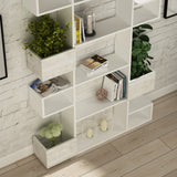 Modern bookcase with asymmetrical compartments white melamine Niho 120x171x20 cm