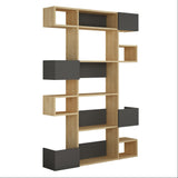 Modern bookcase with asymmetrical compartments oak anthracite melamine Niho 120x171x20 cm