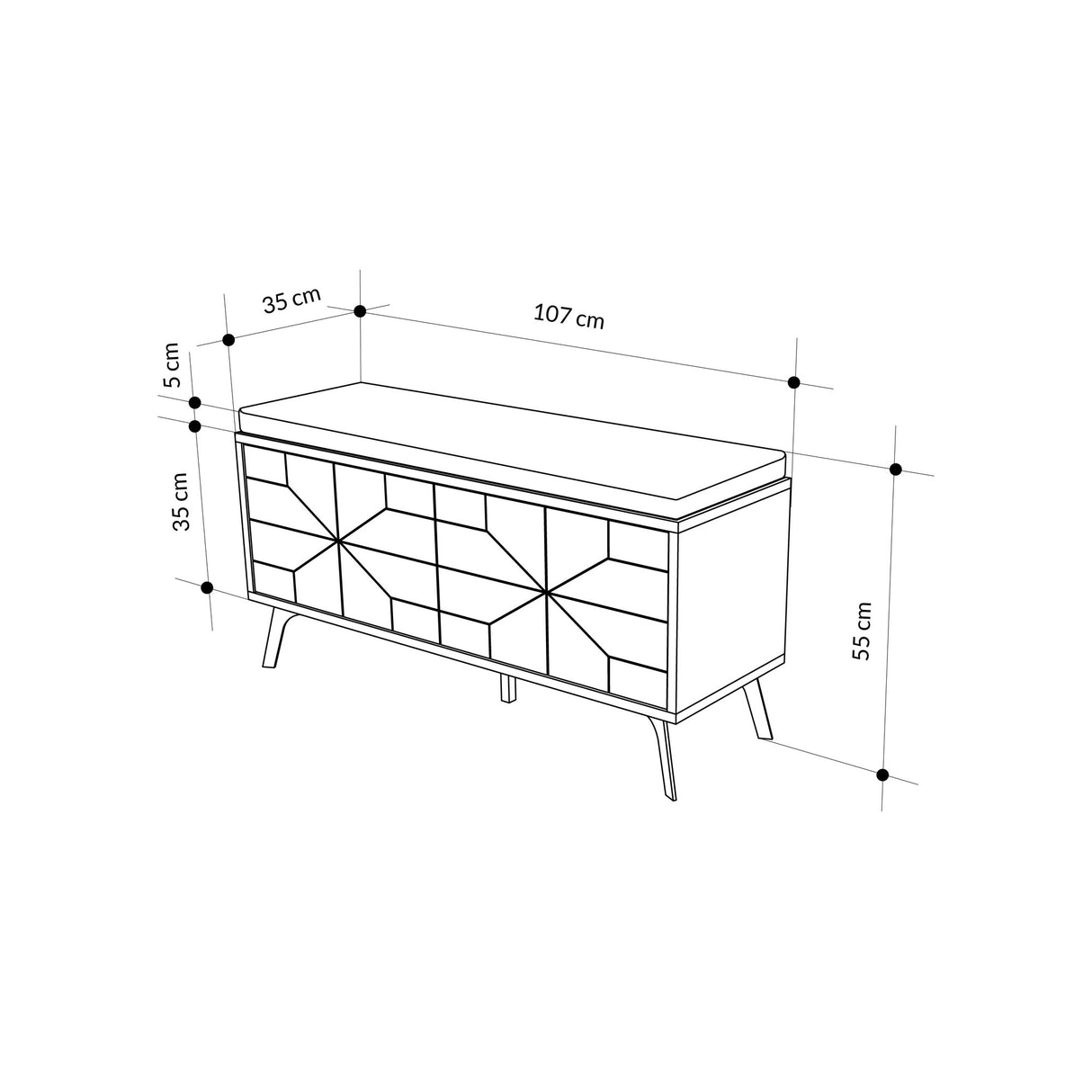 Schoenenkast Dune Bench Naturel Melamine 107x55x35 cm