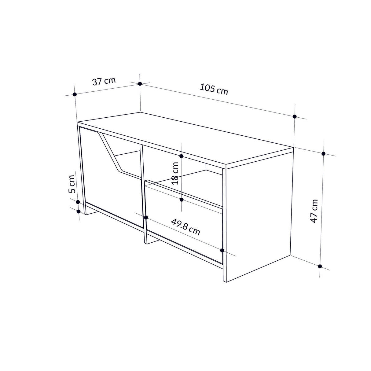 Schoenenkast Nexus Eik Wit Melamine 105x47x37 cm