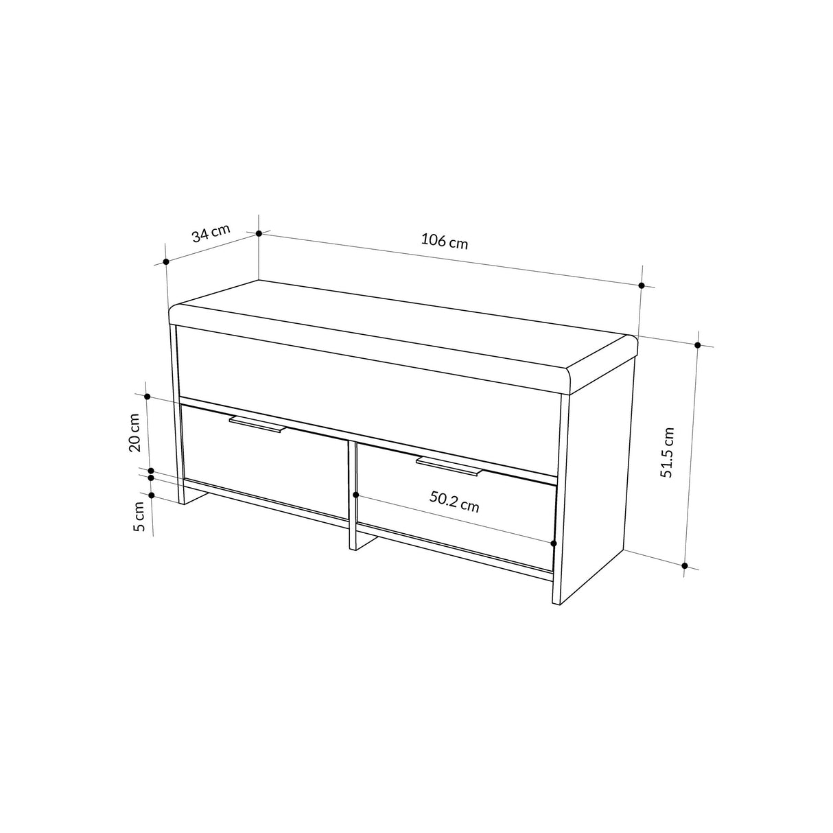 Schoenenkast Cove Naturel Melamine 106x50x34 cm