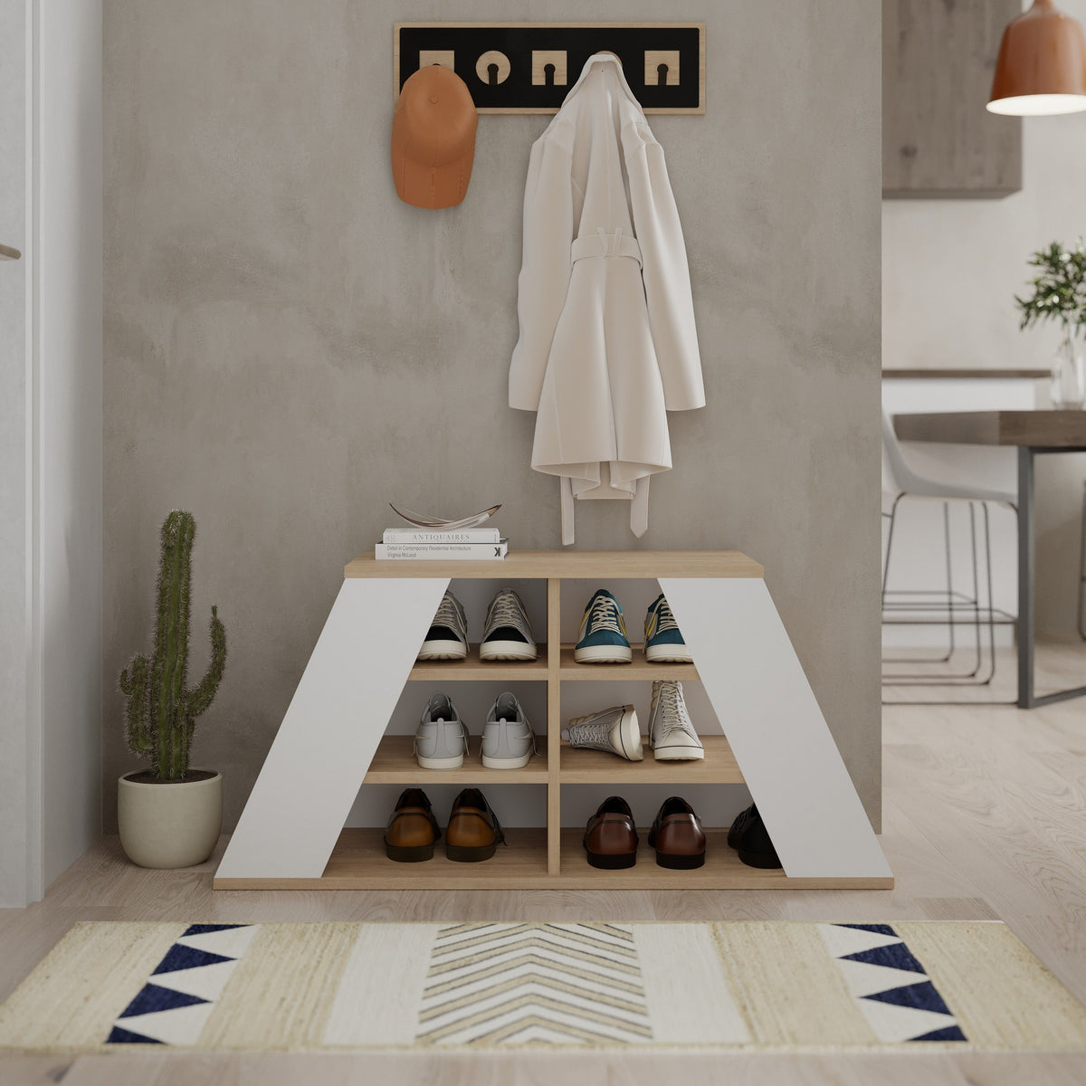 Pyramid Shoe Rack Shoe cabinet Pyramid oak white melamine 105.5x50x37.5 cm – Dimehouse