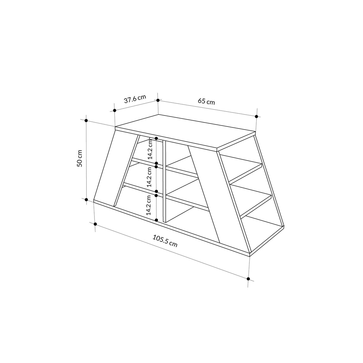 Shoe cabinet Pyramid oak white melamine 105.5x50x37.5 cm