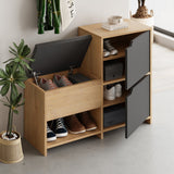 Schoenenkasten - Schoenenkast Haven Antraciet Eik Melamine 101,5x80,5x35,5 cm - Dimehouse