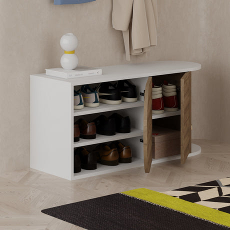 Shoe cabinet Nova Shoe Bench Naturel White Melamine 104x50x37 cm