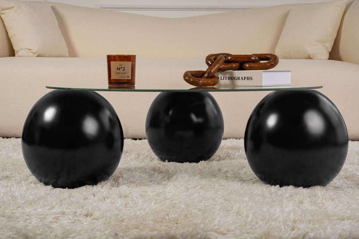 Miro coffee table black and transparent 85x85 cm tempered glass Black Transparent Tempered glass 