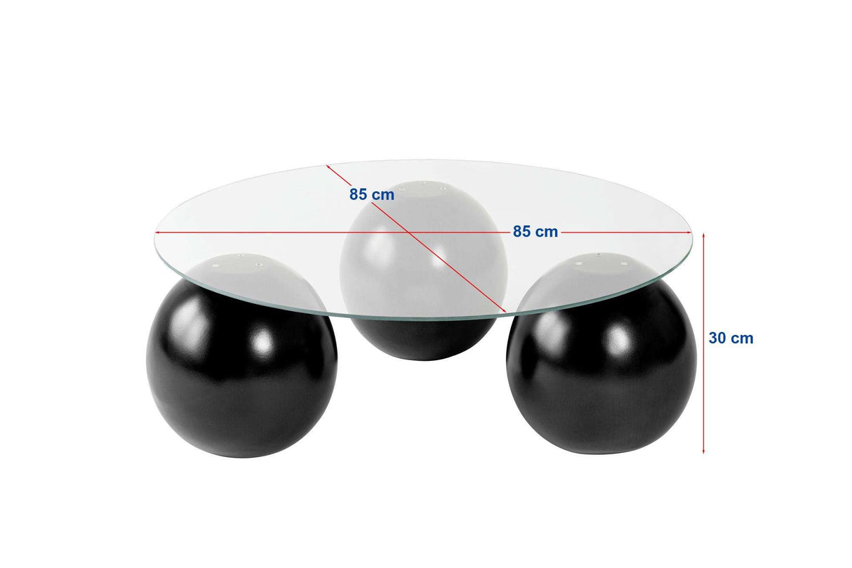 Miro coffee table black and transparent 85x85 cm tempered glass Black Transparent Tempered glass 