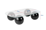 Evara Coffee Table 118x75x30 cm black and transparent glass Black Transparent Tempered glass 