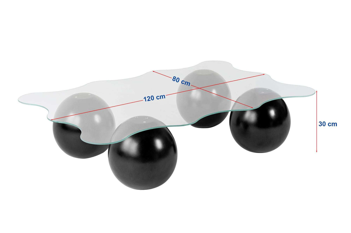 Noxa coffee table black transparent 120x80 cm Black Transparent Tempered glass 