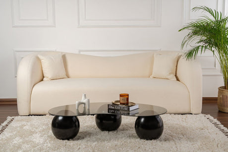 Living room table Sphere 120x70x30 cm Black Gray Tempered glass 