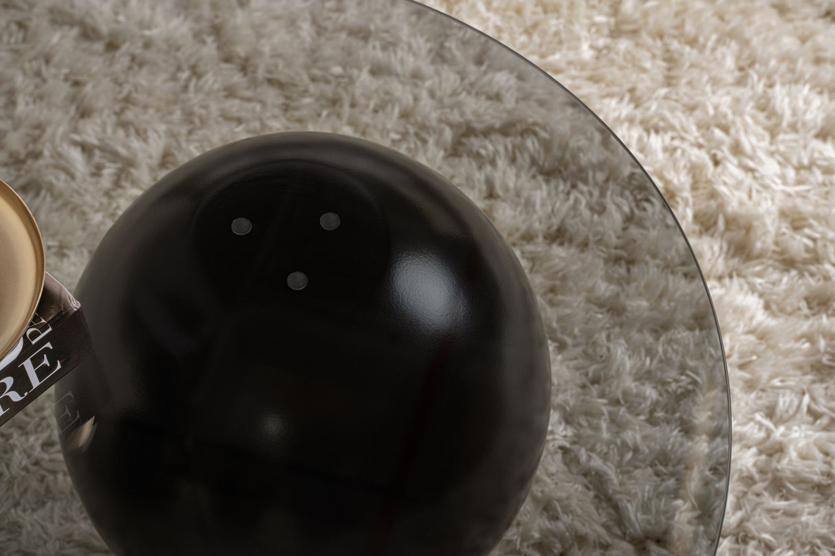 Living room table Sphere 120x70x30 cm Black Gray Tempered glass 