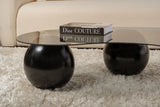 Living room table Sphere 120x70x30 cm Black Gray Tempered glass 