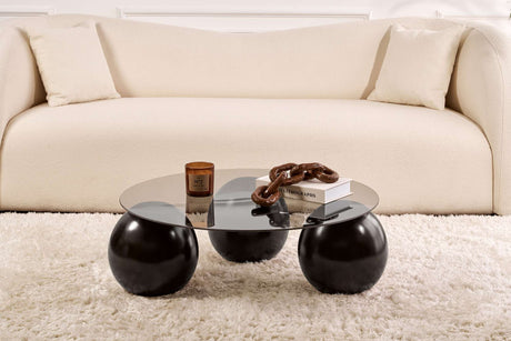 Coffee table Miro Tempered glass Black Gray 85x85 cm Black Gray Tempered glass 