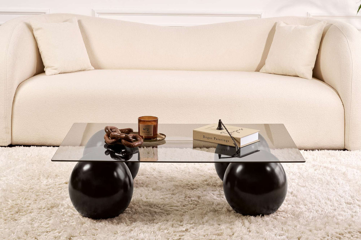Sera Coffee Table Black and Gray Tempered Glass 110x75 cm 