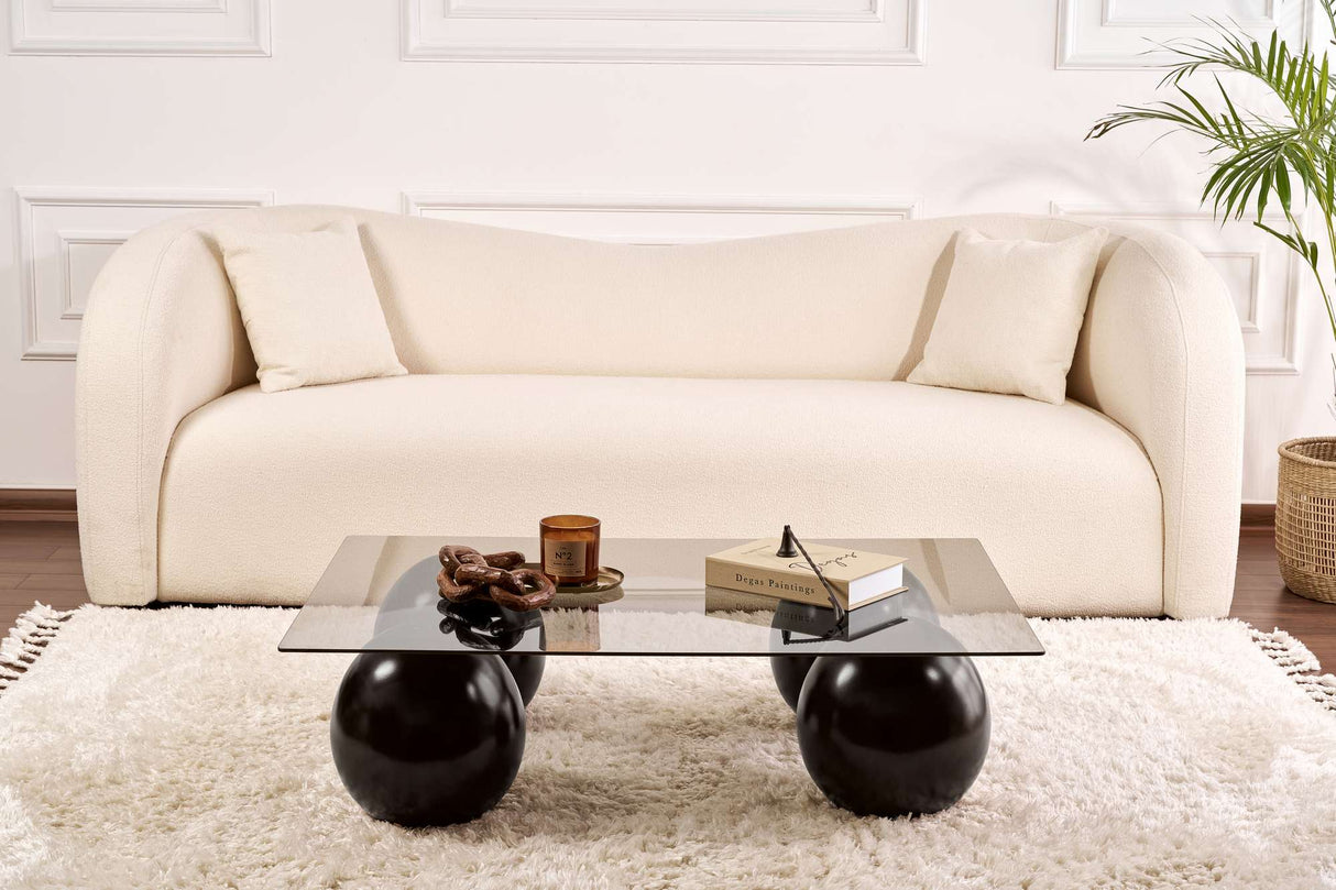 Sera Coffee Table Black and Gray Tempered Glass 110x75 cm 
