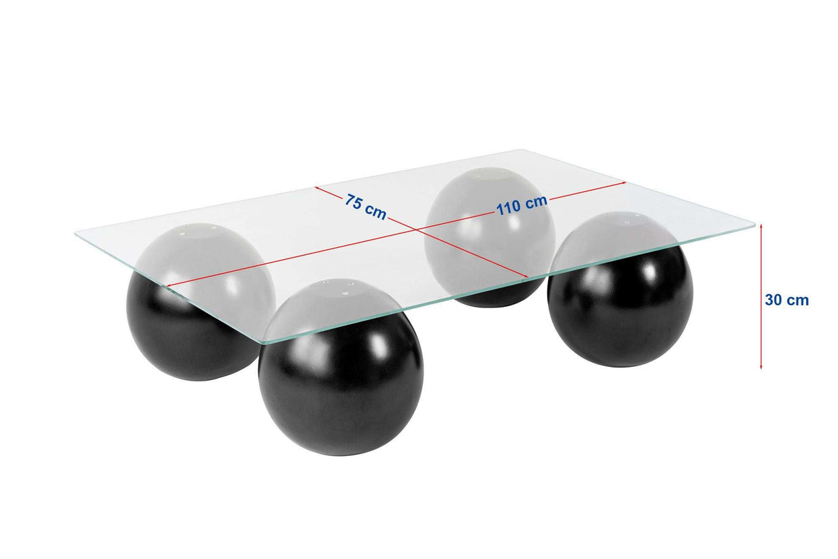 Sera Coffee Table Black and Gray Tempered Glass 110x75 cm 