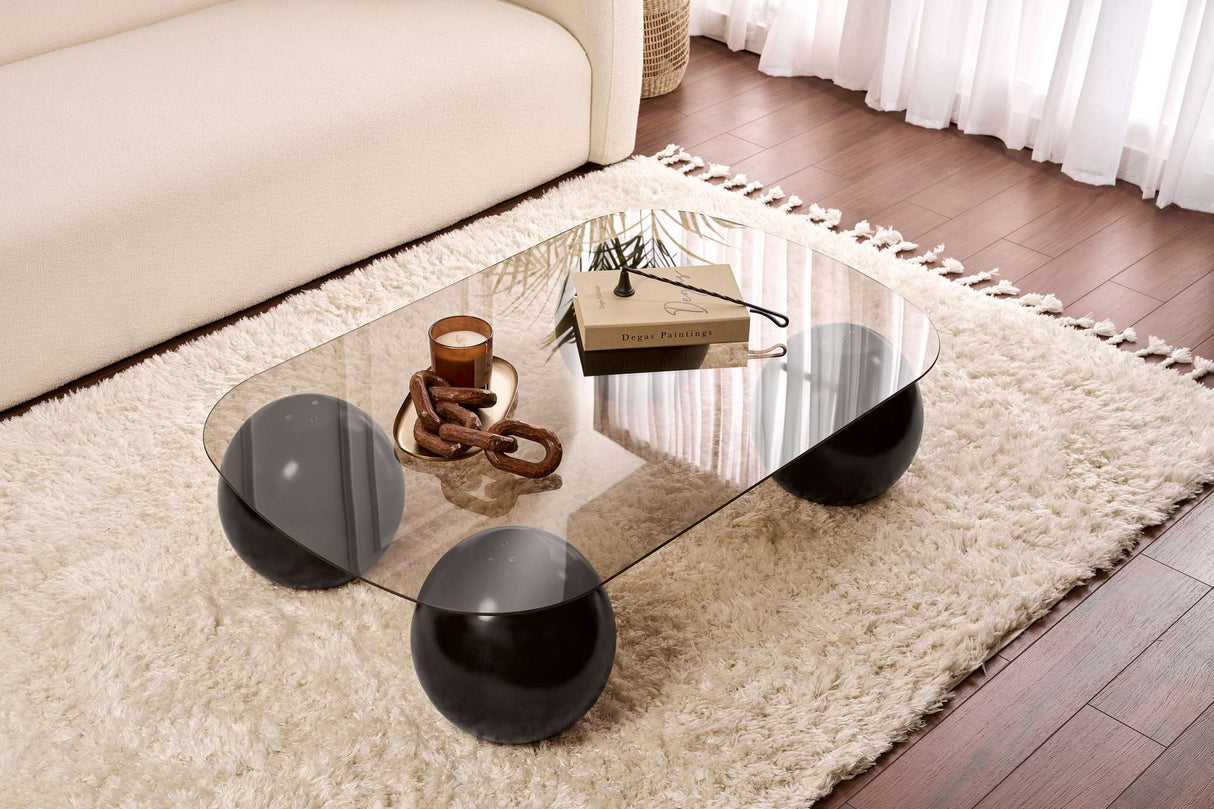 Evara coffee table 118x75x30 cm Black bronze Frosted glass 