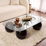 Living room table Evara 118x75x30 cm Tempered Glass black and gray Black Grey Tempered glass 