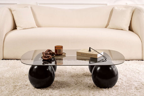 Living room table Evara 118x75x30 cm Tempered Glass black and gray Black Grey Tempered glass 