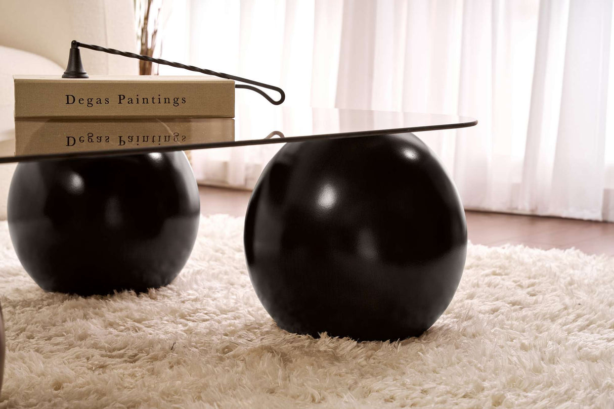 Living room table Evara 118x75x30 cm Tempered Glass black and gray Black Grey Tempered glass 