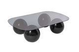 Living room table Evara 118x75x30 cm Tempered Glass black and gray Black Grey Tempered glass 