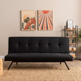 3-Seater Sofa Bed Zoly Black Fabric - 180 cm - Without Armrests - Button-Tufted 