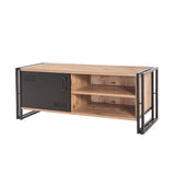 TV Meubels - TV Meubel Cosmo Atlantisch Dennenhout Zwart Melamine 130x50x45 cm - Dimehouse