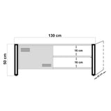 TV Meubels - TV Meubel Cosmo Atlantisch Dennenhout Zwart Melamine 130x50x45 cm - Dimehouse