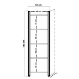 Industrial bookcase pine wood melamine black metal Cosmo 60x180x35 cm