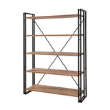 Industrial bookcase pine wood melamine black metal Cosmo 130x180x35 cm