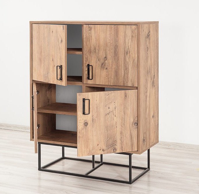 Wandkasten - Wandkast Quantum Solo Atlantisch Dennenhout Zwart Melamine 93x115x36 cm - Dimehouse