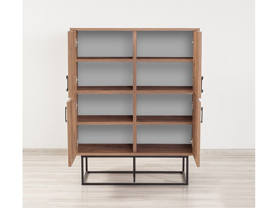 Wandkasten - Wandkast Quantum Solo Atlantisch Dennenhout Zwart Melamine 93x115x36 cm - Dimehouse