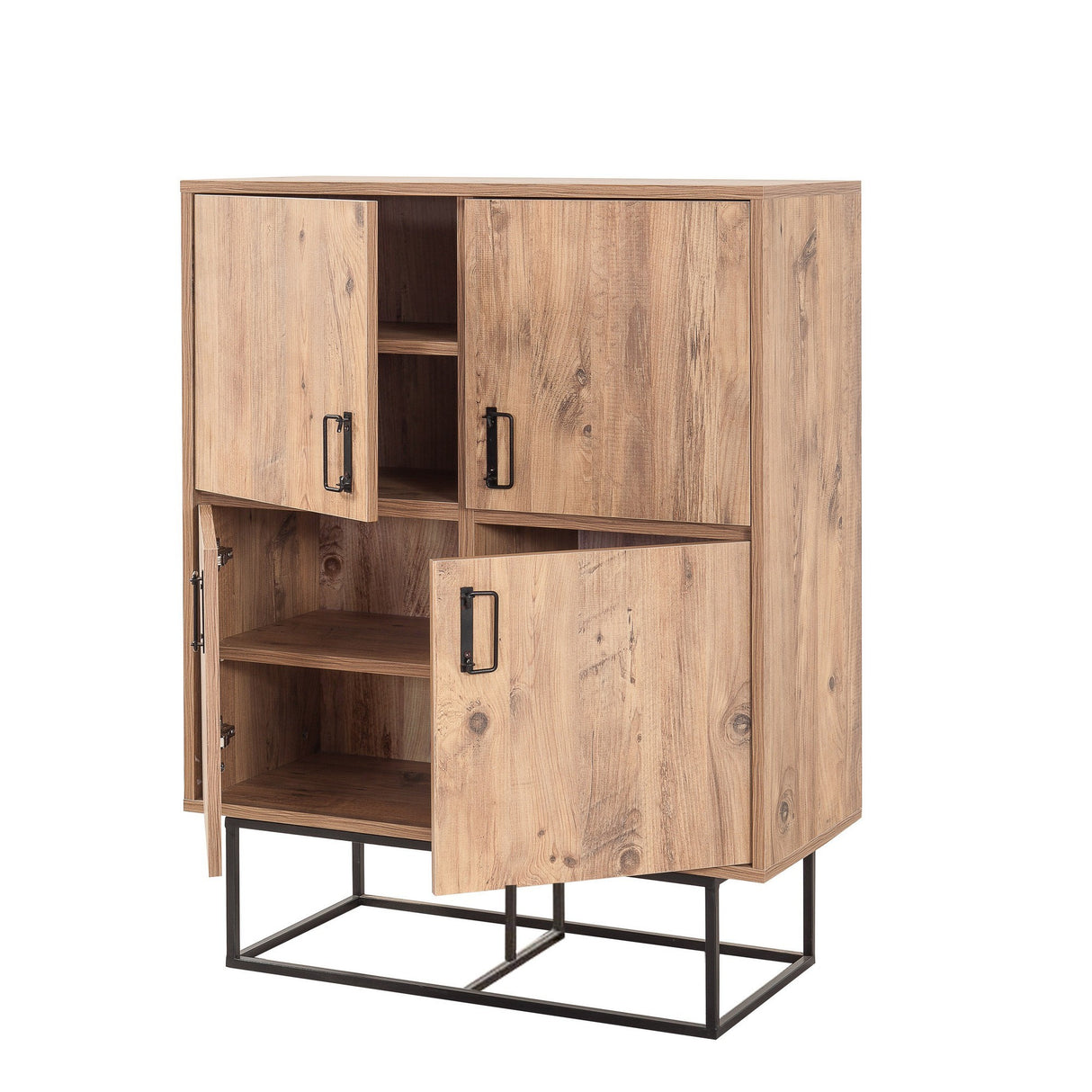 Wandkasten - Wandkast Quantum Solo Atlantisch Dennenhout Zwart Melamine 93x115x36 cm - Dimehouse
