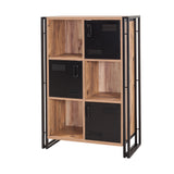 Industrial cabinet pine wood melamine black metal Cosmo 89x127x35 cm